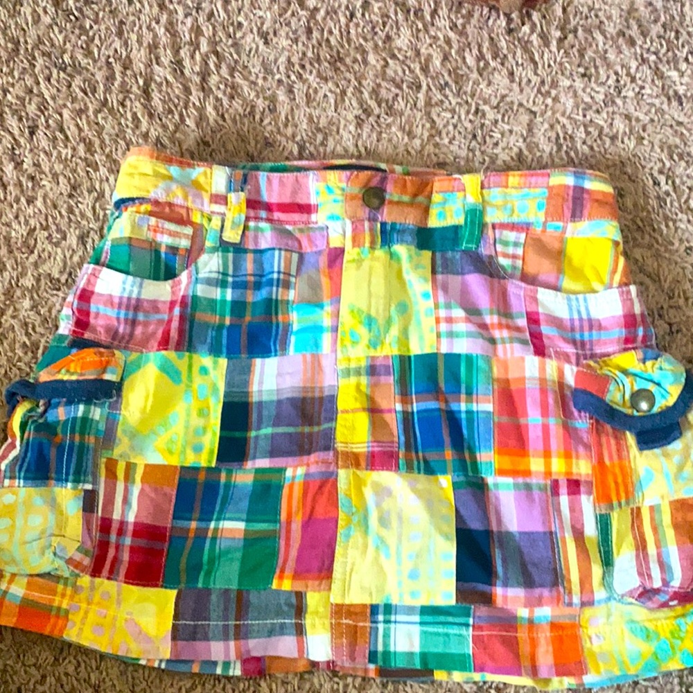 Vintage preppy girls Ralph Lauren madras plaid / color block skirt size 14 girls